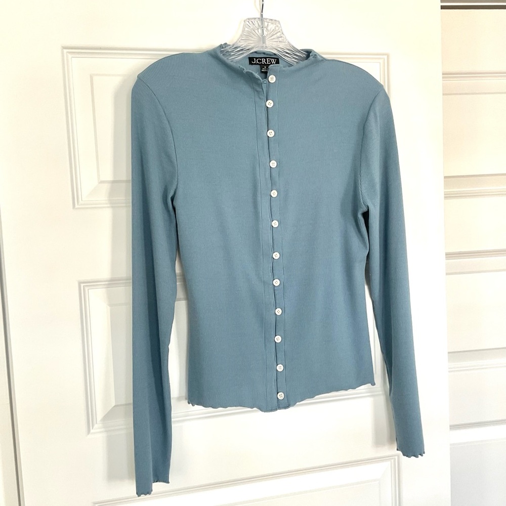 J. Crew Long Sleeve Button Front Knit Top, Medium